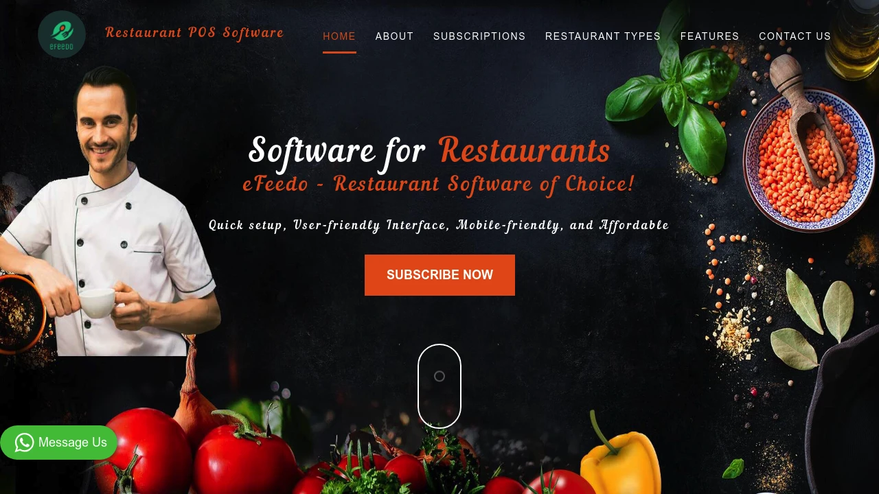 Screenshot of eFeedo website