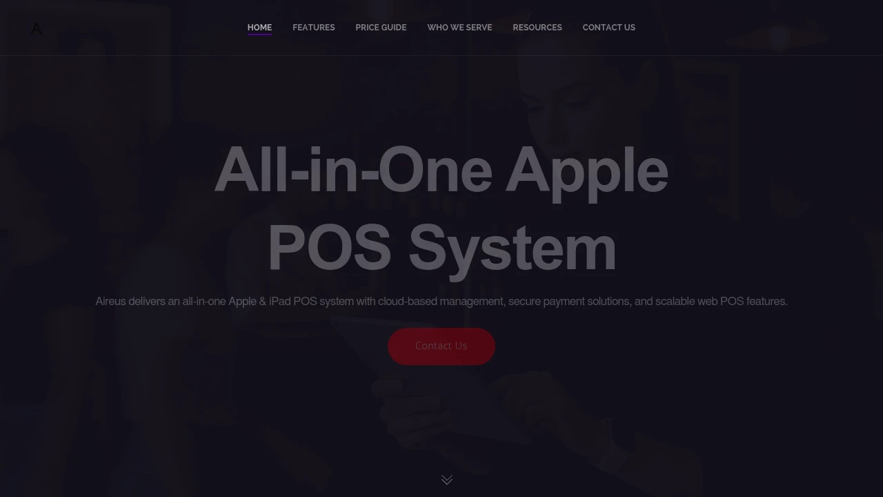 Screenshot of Aireus POS website