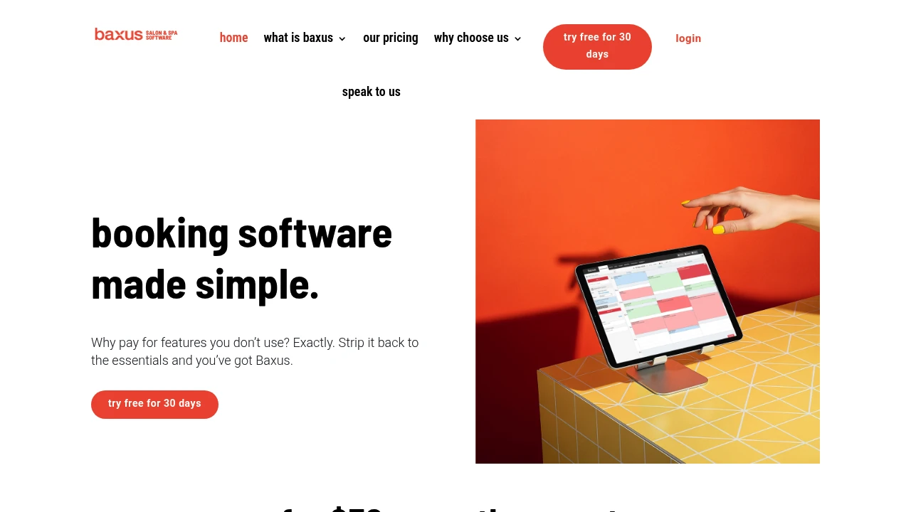 Screenshot of baxus website