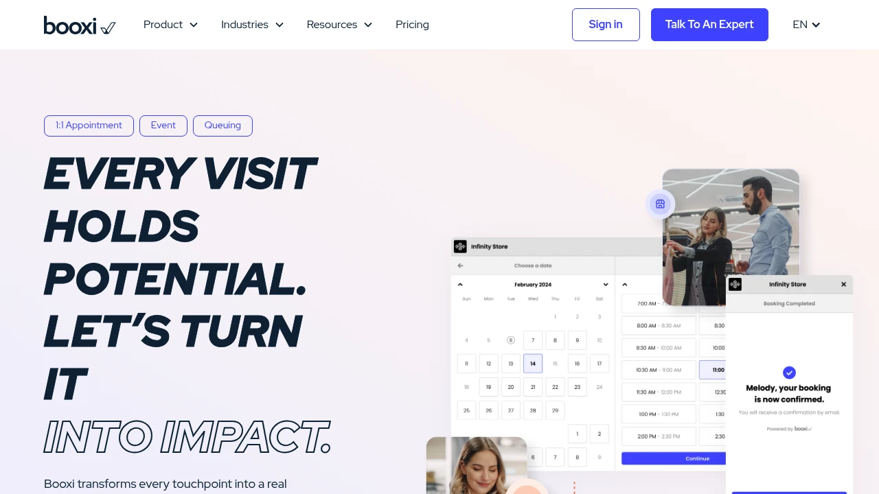Screenshot of booxi website