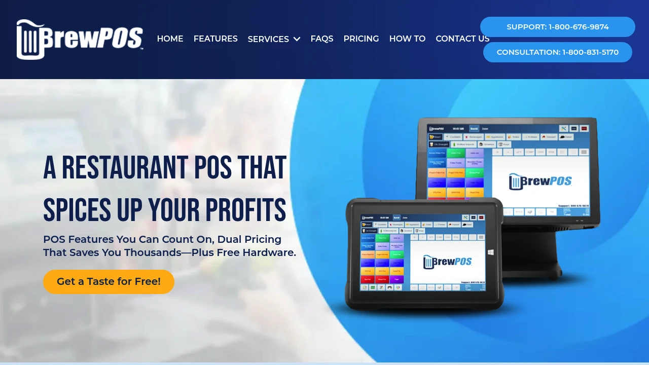 Screenshot of Brew POS website