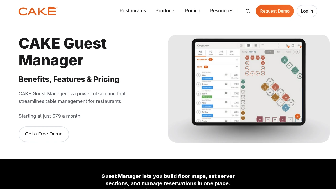 Screenshot of Cake Guest Manager website