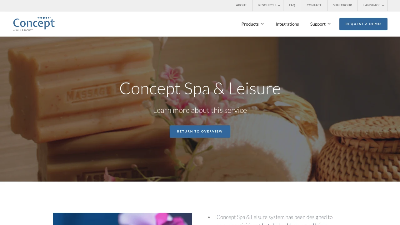 Screenshot of Concept Spa & Leisure website