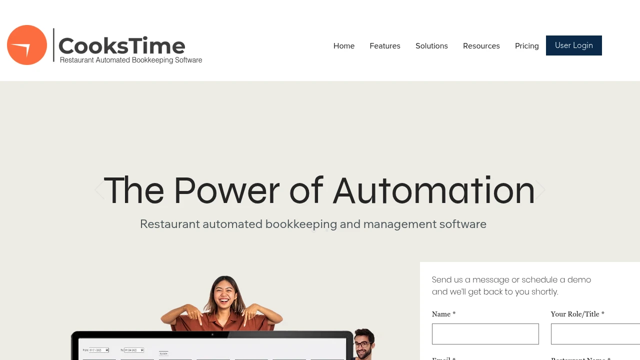 Screenshot of CooksTime website