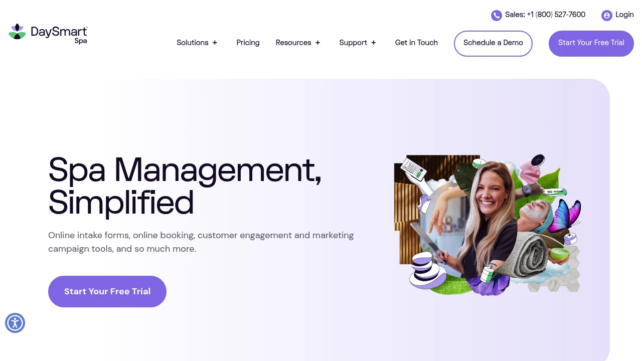 Screenshot of DaySmart Spa website