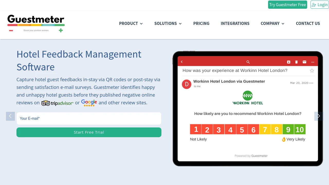 Screenshot of Guestmeter website