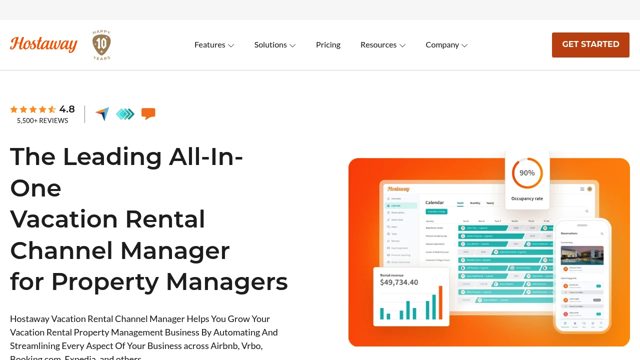 Screenshot of Hostaway website