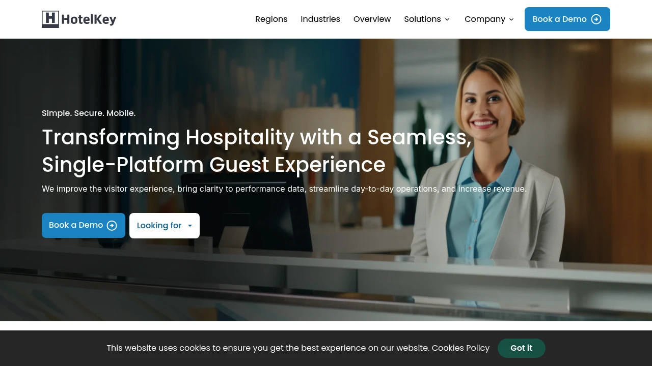 Screenshot of HotelKey website