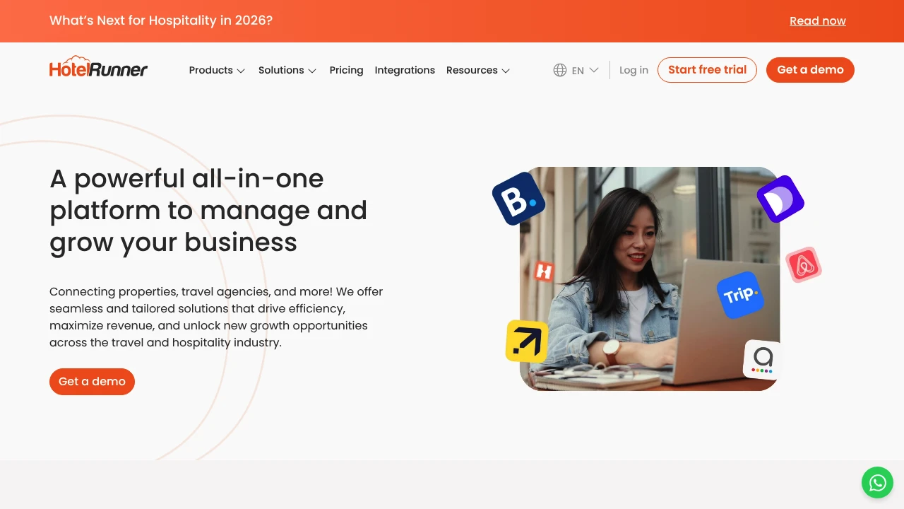 Screenshot of HotelRunner website