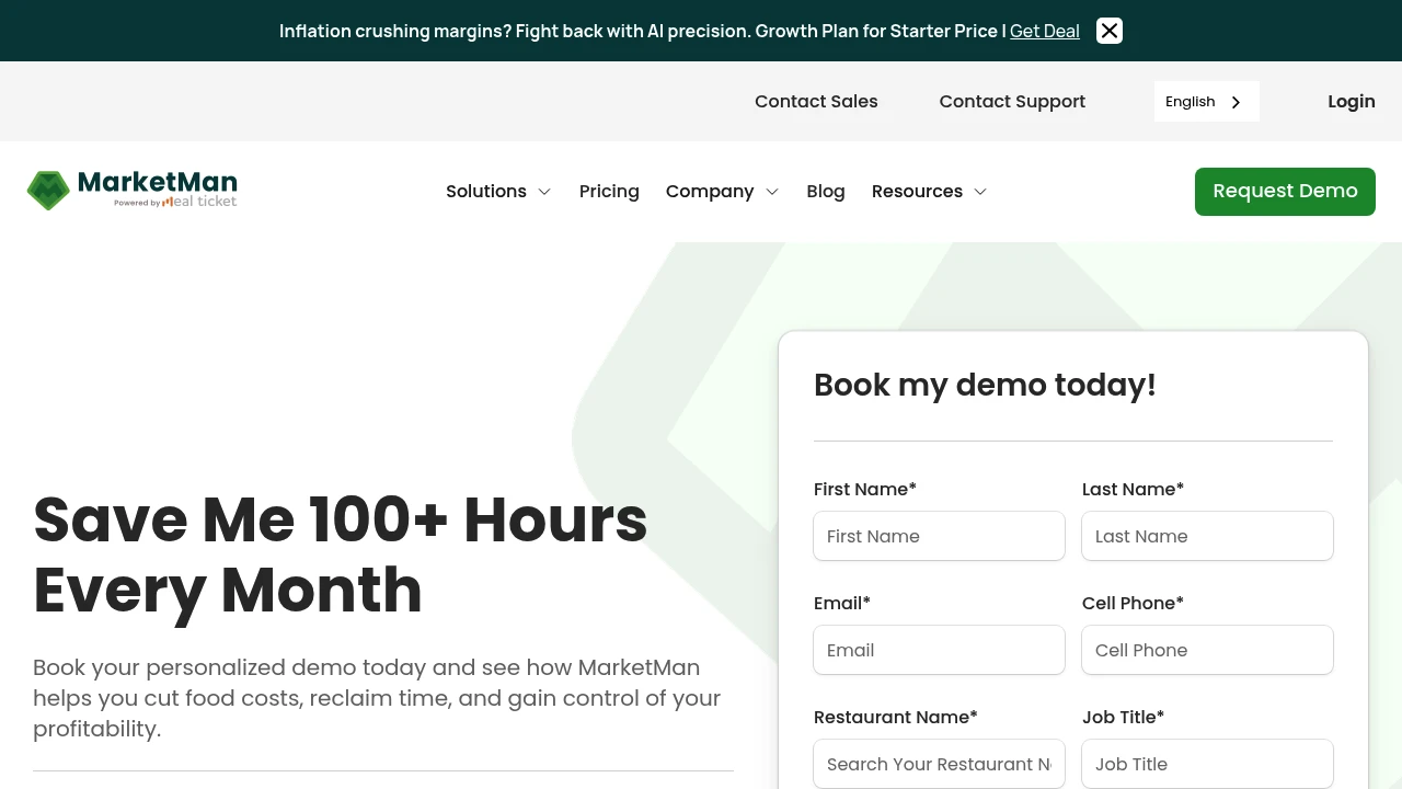 Screenshot of MarketMan website