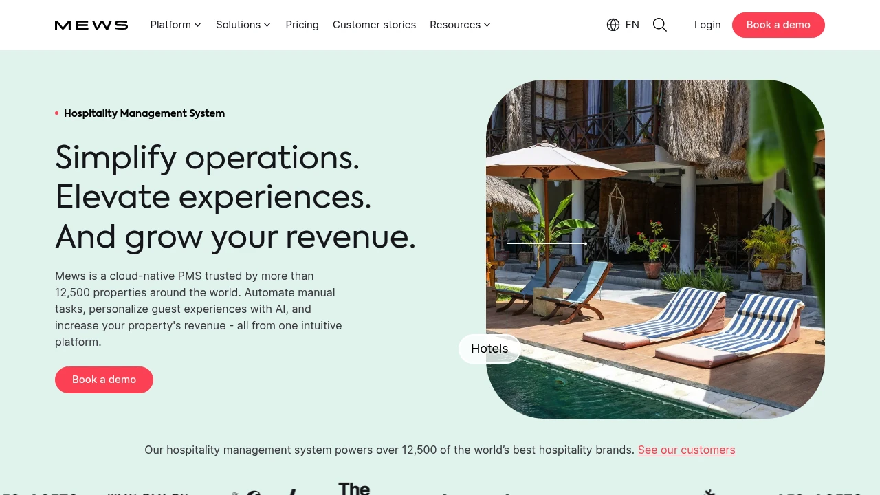 Screenshot of Mews website