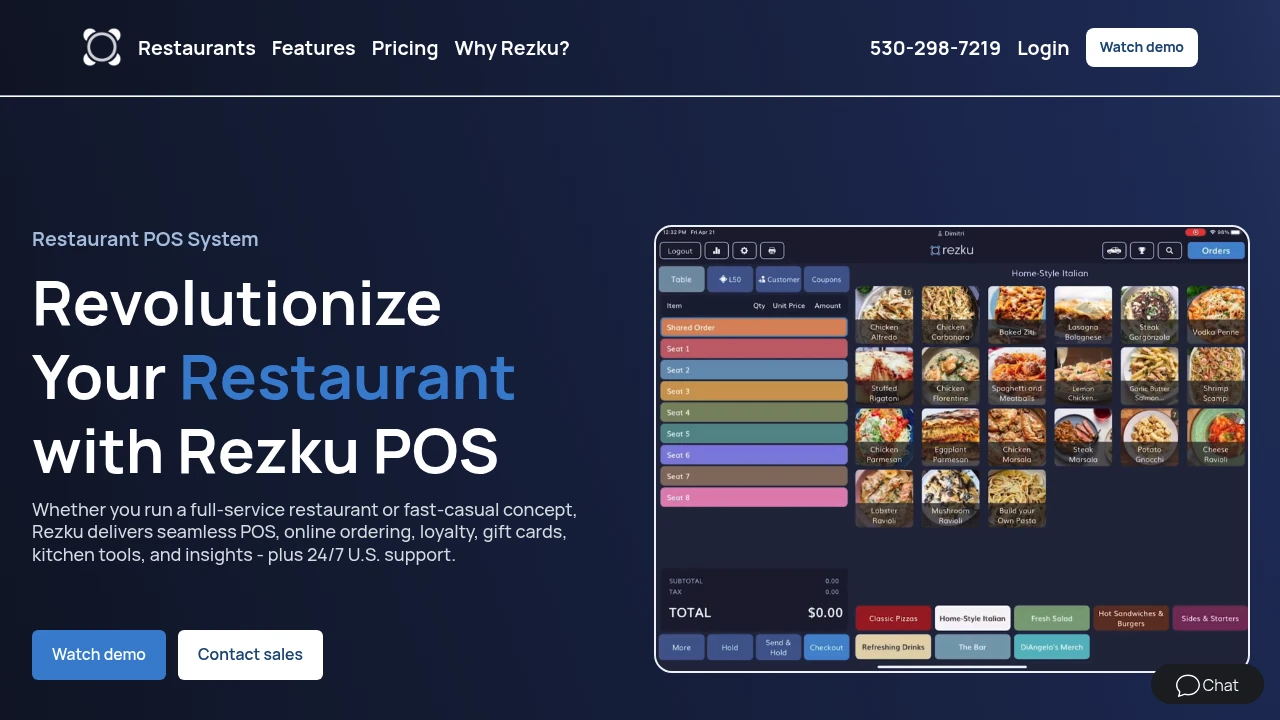 Screenshot of Rezku POS website