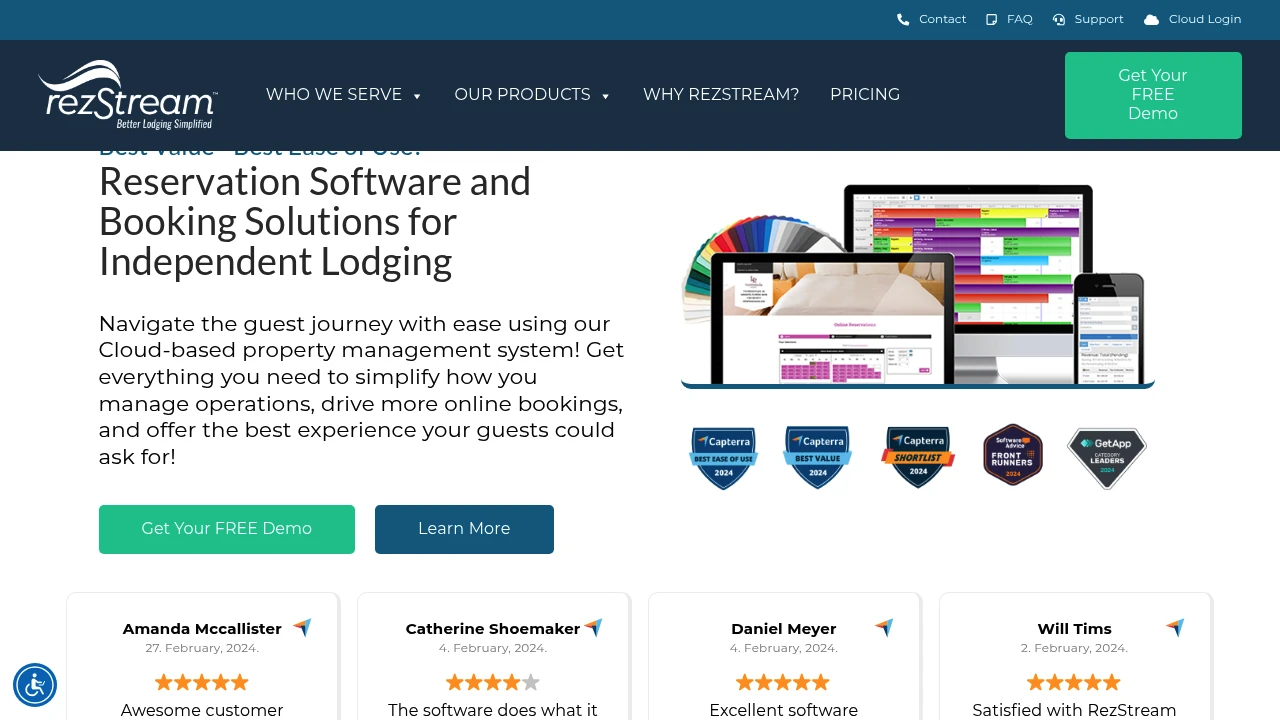 Screenshot of rezStream website