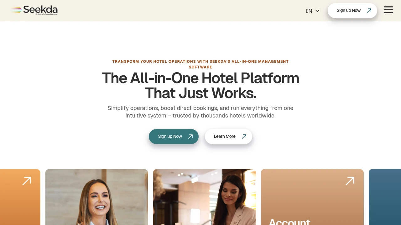 Screenshot of Seekda website