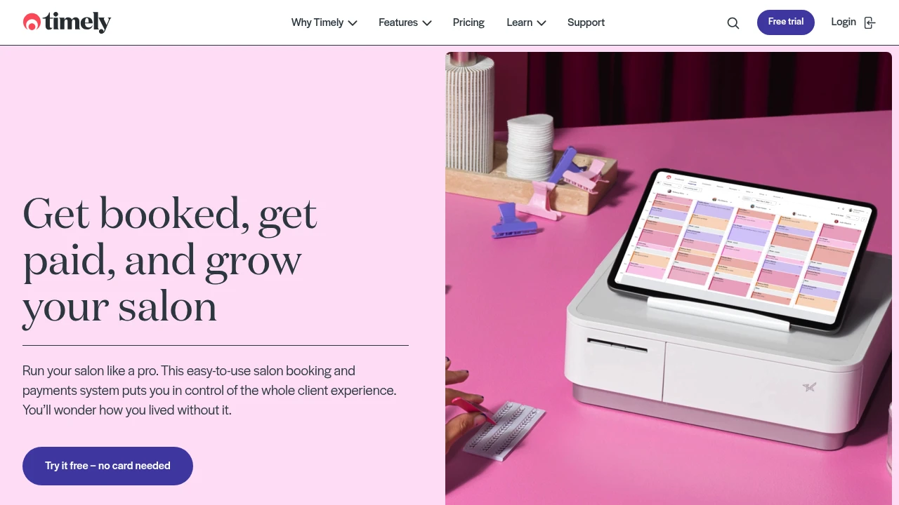 Screenshot of Timely website