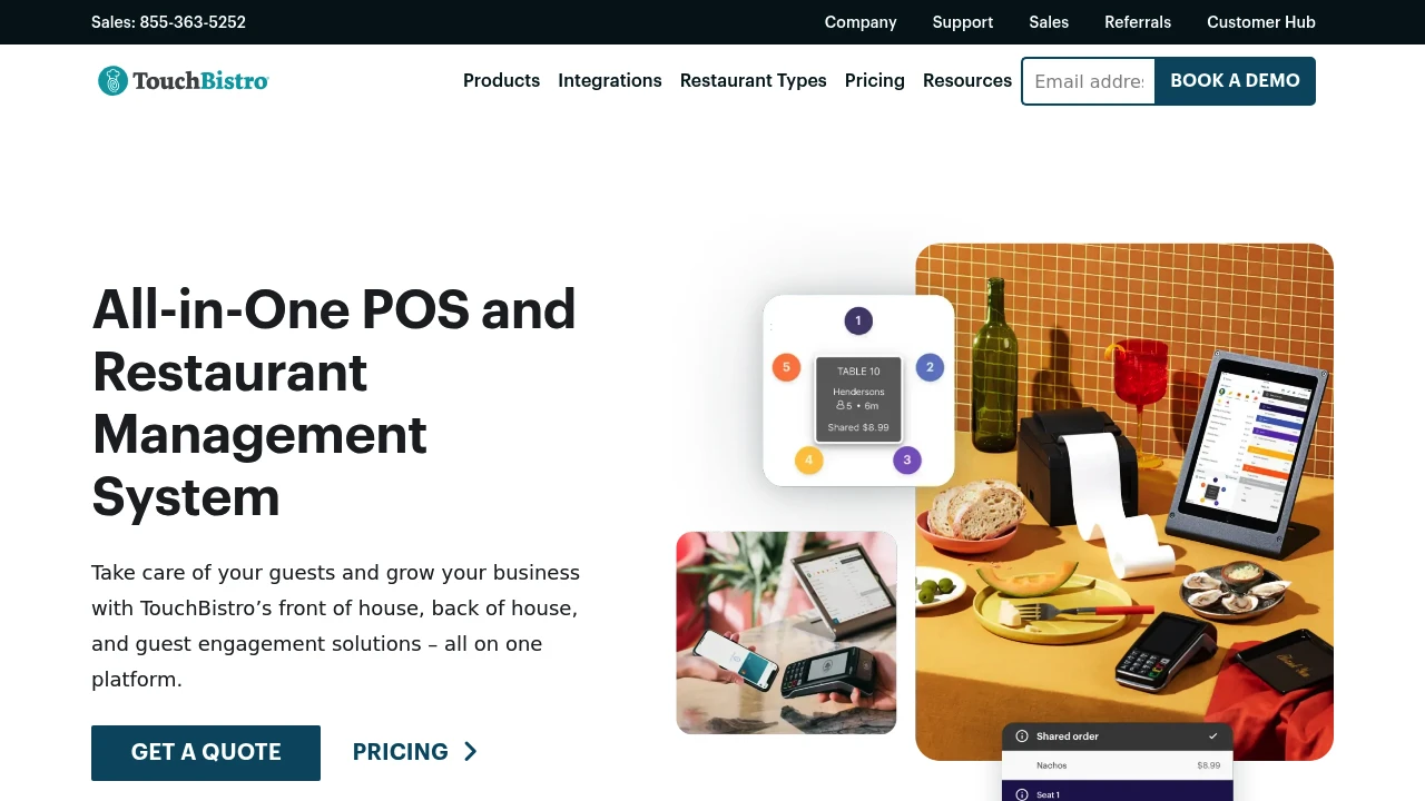 Screenshot of TouchBistro website