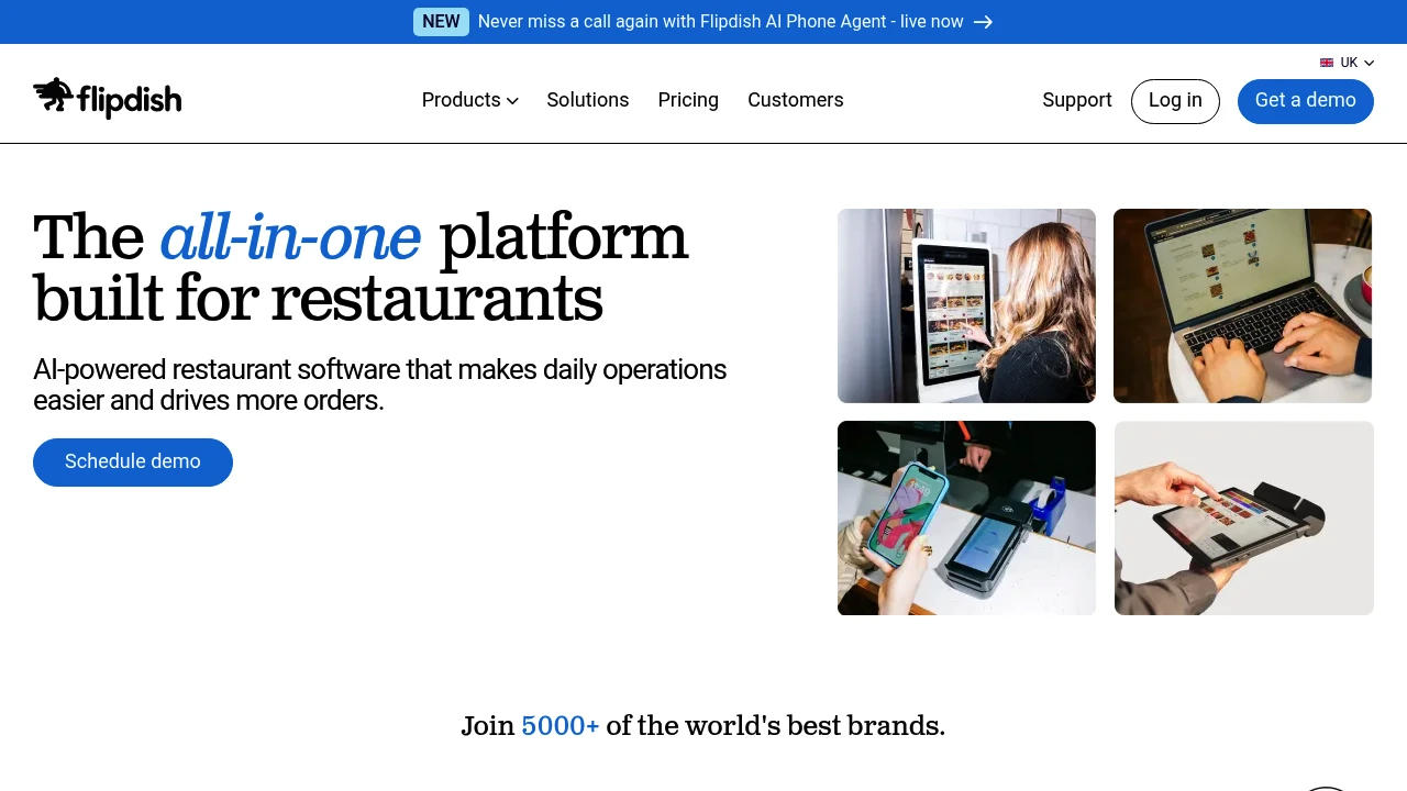 Screenshot of Flipdish website