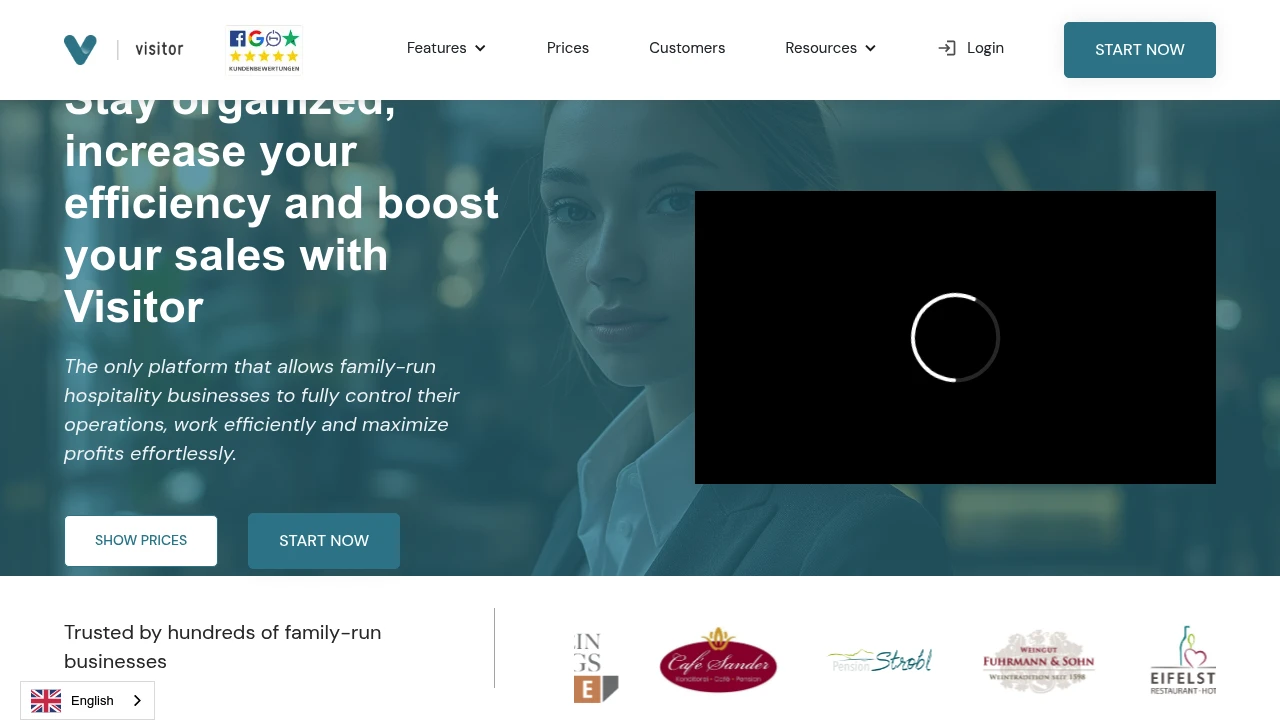 Screenshot of Visitor website