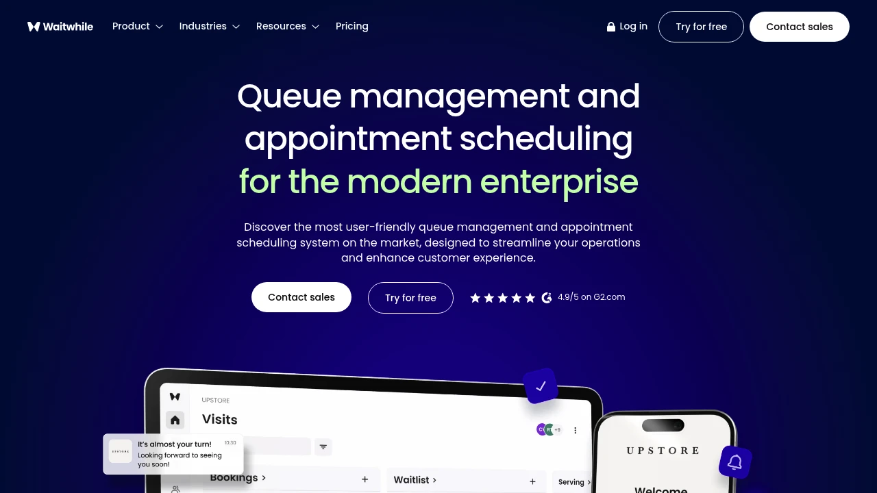 Screenshot of Waitwhile website