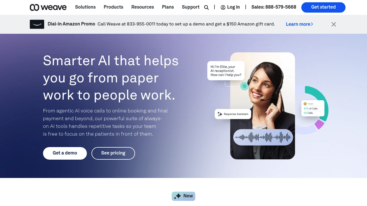 Screenshot of Weave website
