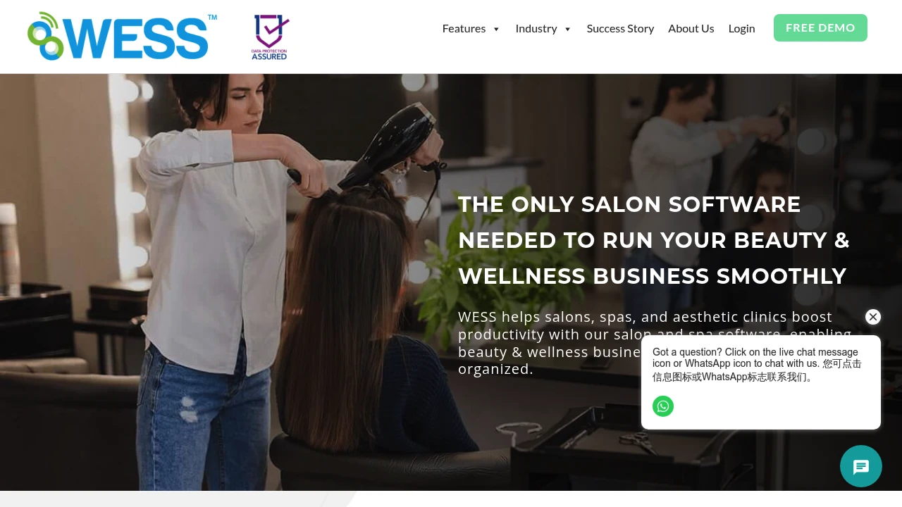 Screenshot of WESS website