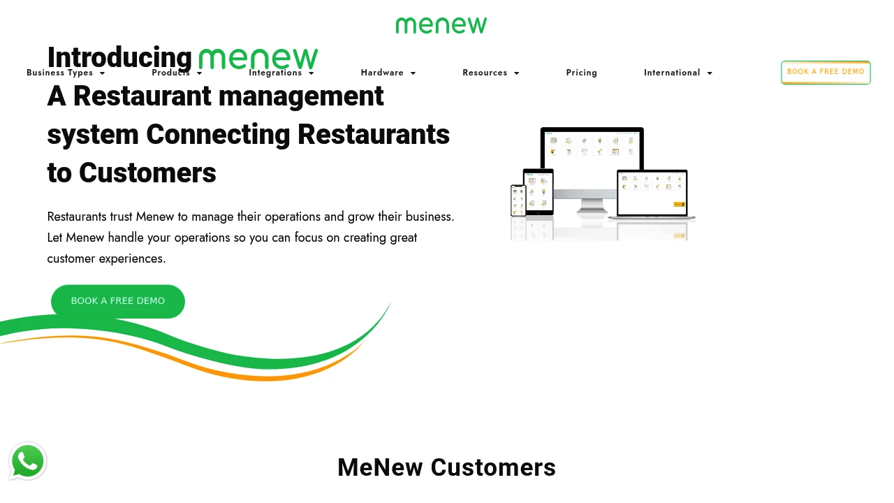 Screenshot of Menew website